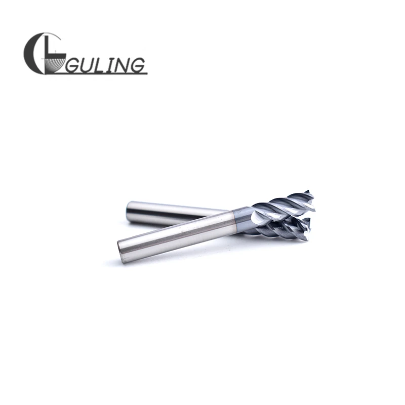 

GULING 60° solid tungsten carbide end mill 4 flutes square end mills HRC60 1MM 1.5MM 2MM 2.5MM 3MM 4MM 5MM 6MM 8MM 10MM 12MM