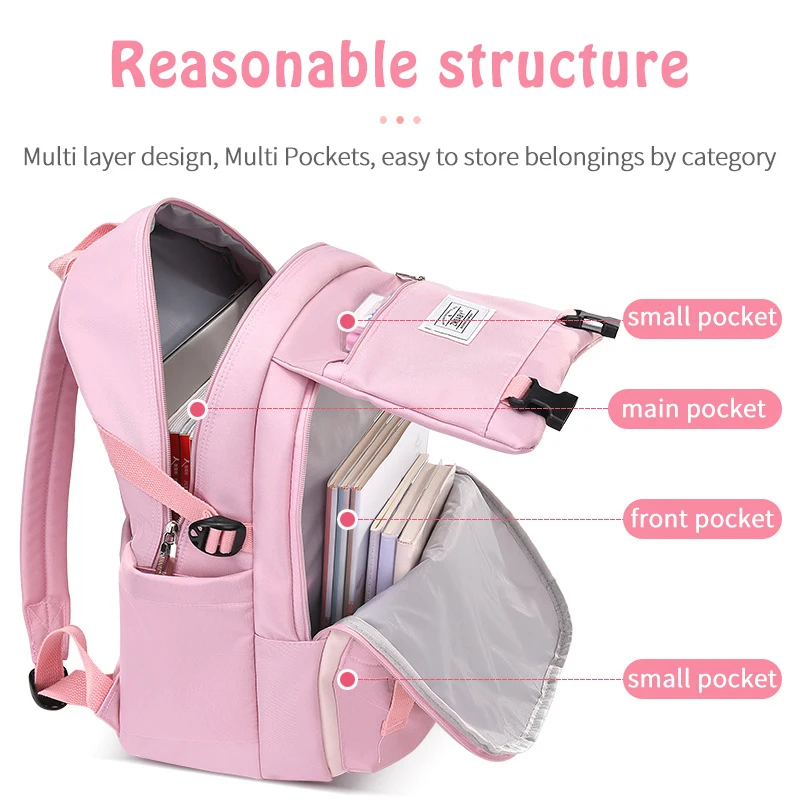 Middle School Children Backpack Girl Student Waterproof Schoolbag Schoolgirl ​Satchel Bag Present  Pro Custom Logo 22801