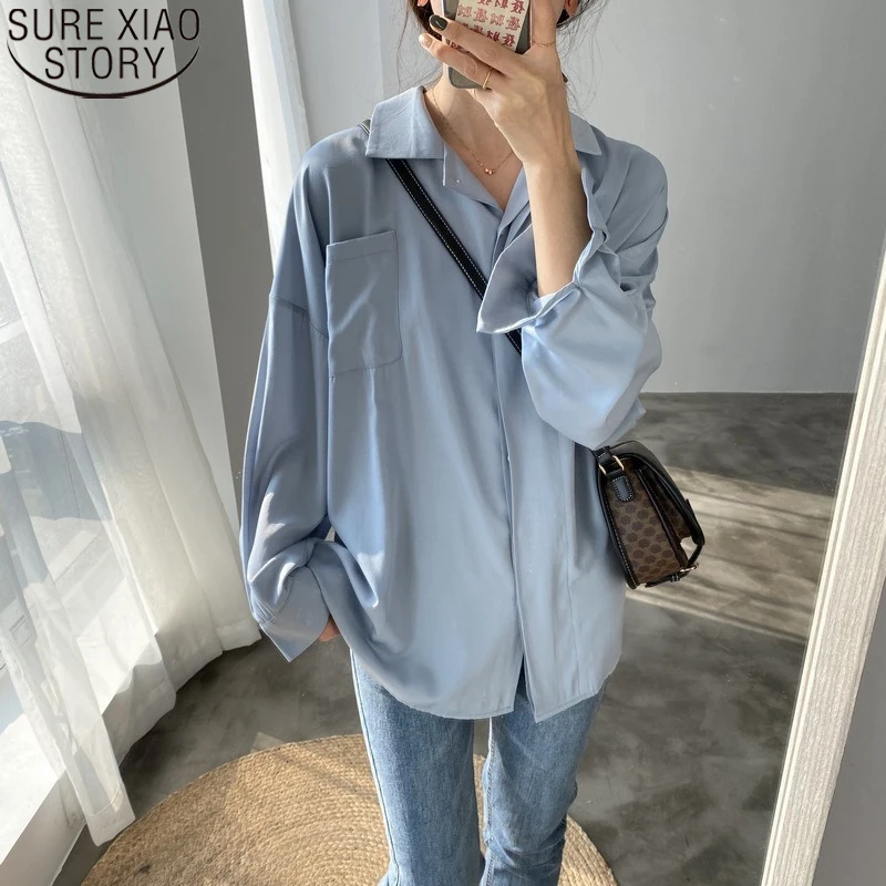 

Casual Loose Chiffon Long Sleeve Thin Shirt Spring Summer Sunscreen Shirt Women Tops Solid Turn Down Collar Clothes Blusas 23197