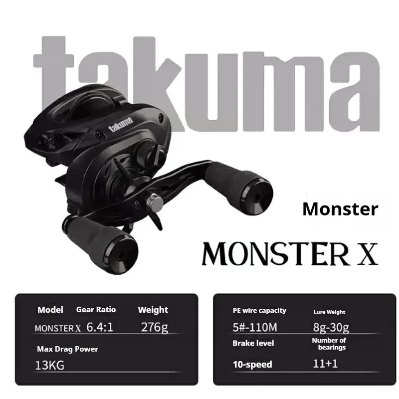 Катушка для рыбалки Takuma MONSTER X, прочная, для ловли змееголова, с защитой от обратного хода, для крупной рыбы, металлическая, для пресноводной рыбалки. (art.: 3920dcd44703a) - 3920dcd44703a