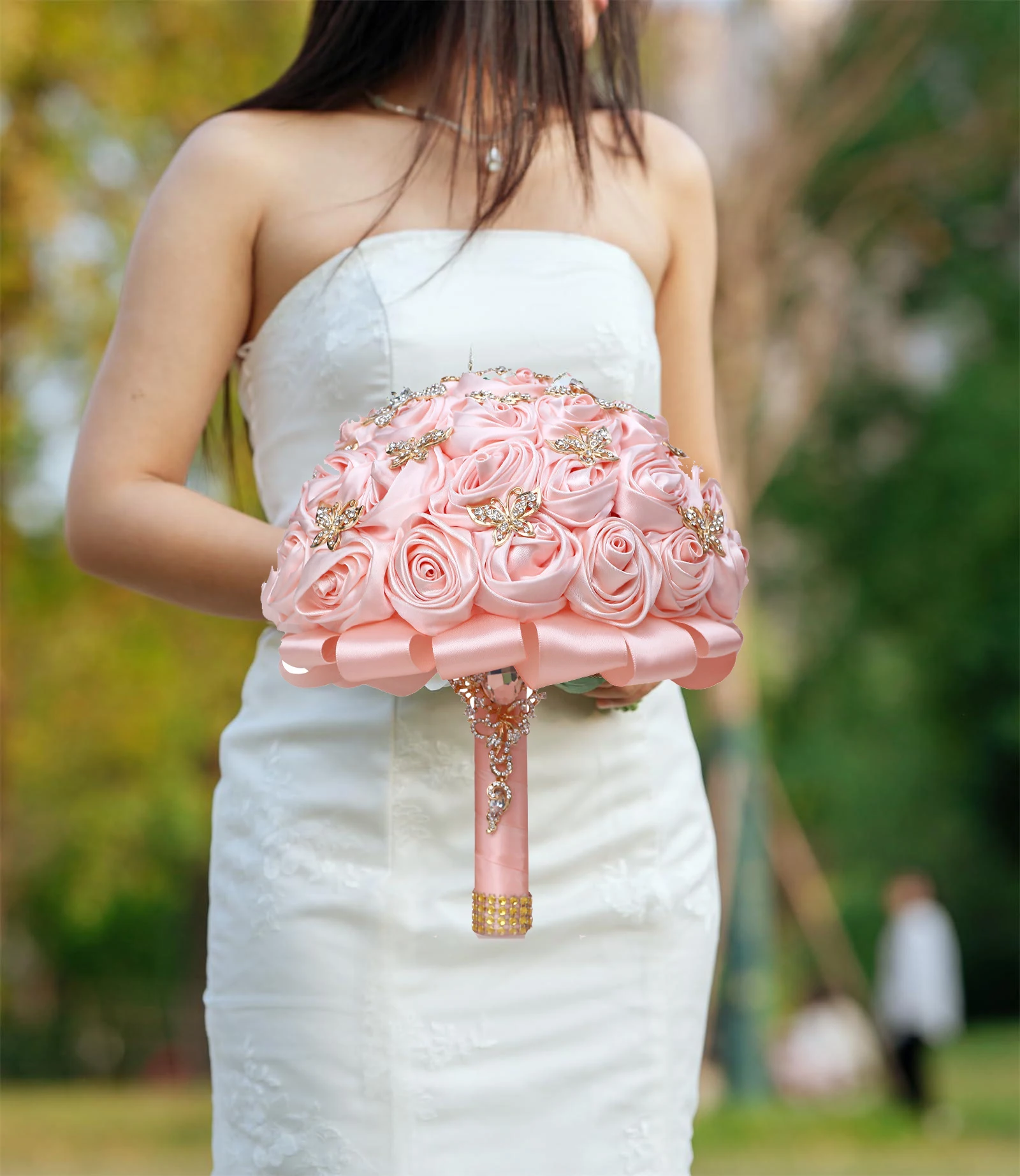 Светло-розовая брошь, букет, свадебный букет de mariage, свадебные букеты, жемчужные цветы, buque de noiva (art.: 3920d1bb075dd) - 3920d1bb075dd