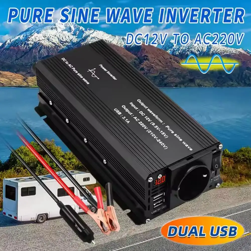 Чистая синусоида инвертор постоянного тока 12 В в переменный ток 220 230 1500 Вт/2200