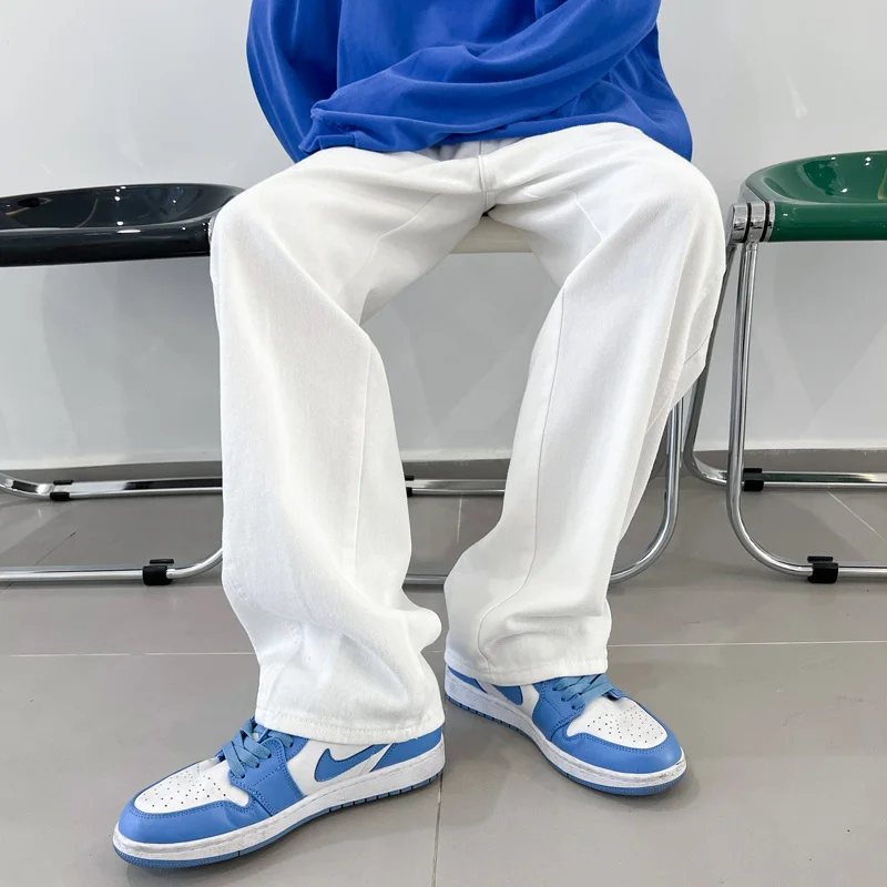 Ins Fashion Brand Design Sense of Niche Straight Pants Summer Thin High Street Versatile Jeans Men's Harbor Style Wide Leg Pants