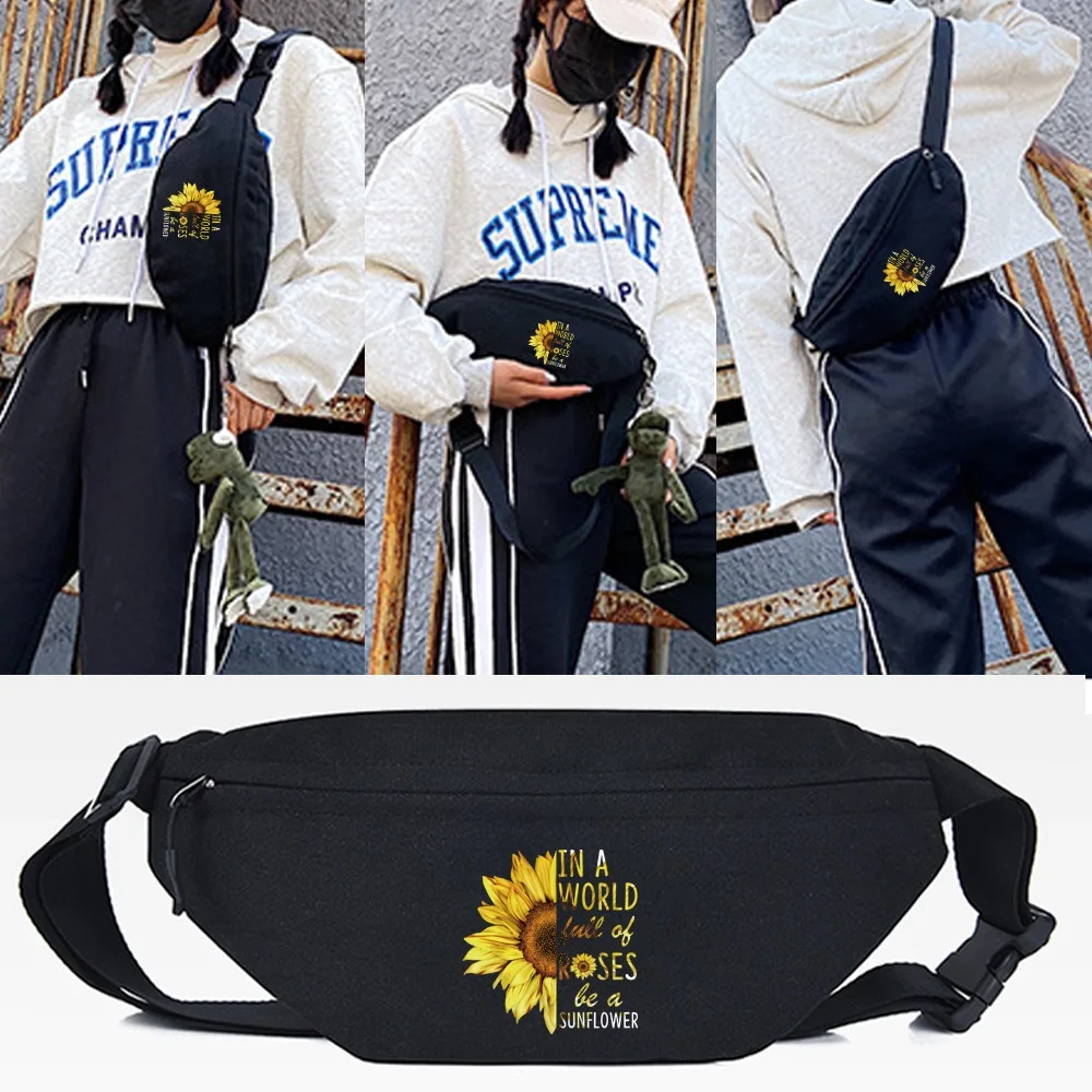 

Waist Bags Purse Casual Large Phone Chest Bag Sunflower Print Pouch New Trend Men Women Canvas Travel Phone Bag Banana Money Bag