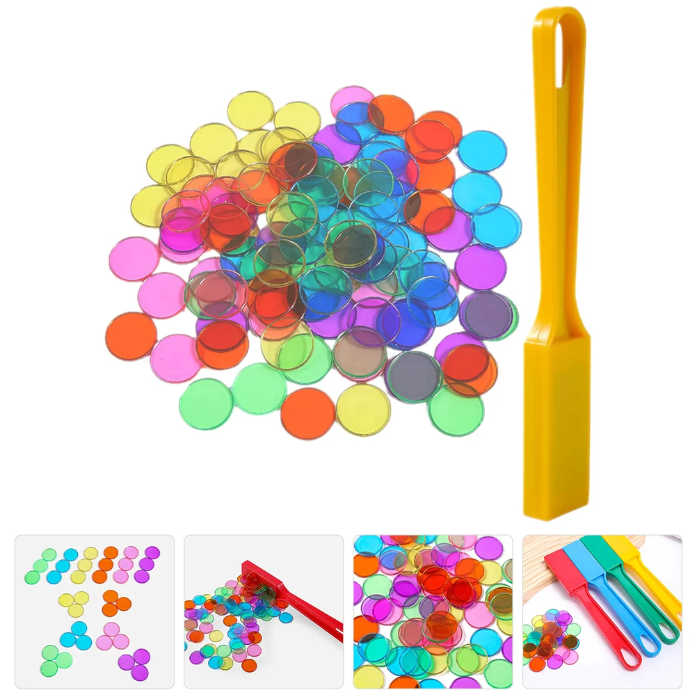 

Transparent Disc Teaching Aids Color Sorting Toy Magnetic Wand Round Chips Kids Educational Toys Counting Sticks