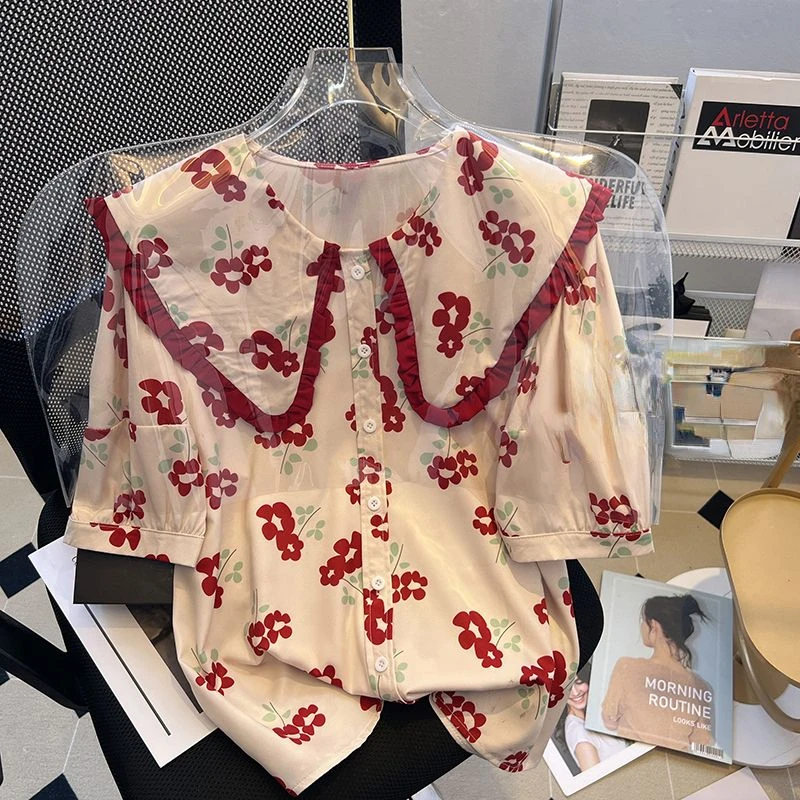 Рубашка DAYIFUN женская с французским цветочным дизайном повседневная уникальная