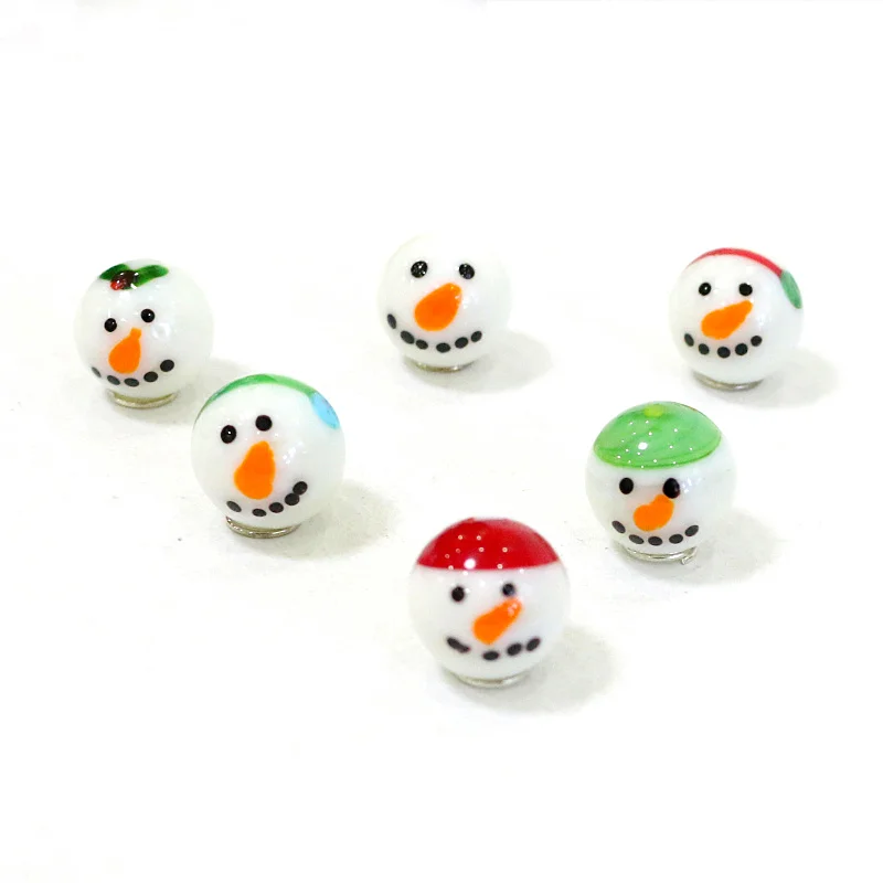 

6PCS Cute Snowman Rare Glass Marbles Ball Kid's Game Pinball Gifts Xmas New Year Ornaments Garden Outdoor Decor Accessories 16mm