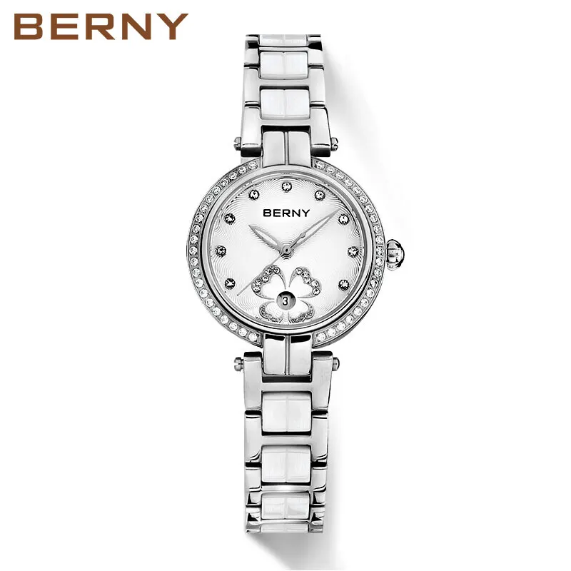BERNY Quartz Women Wristwatch Ceramics Watches for Women Luxury For Ladies Elegant Lady Clock 30M Waterproof Inlaid with zircon