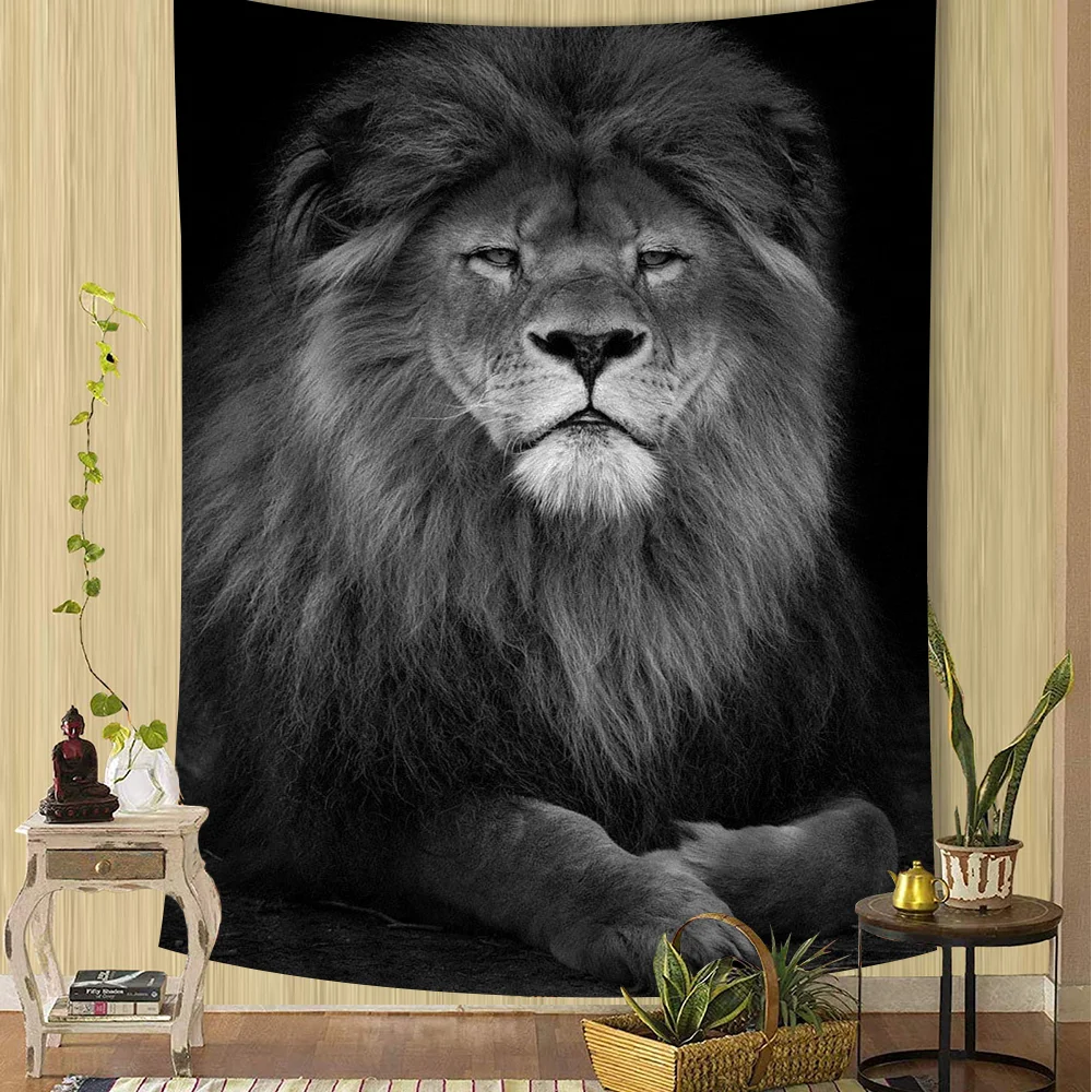 Богемный Гобелен С Изображением Льва И Индийским Дизайном Будды Украшение На