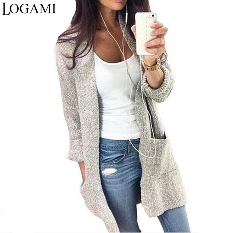 

Cardigan Women Long Grey Knitted Sweater Cardigans Womens Autumn Cardigan Feminino Camisola Sueter Mujer 2018 Coat