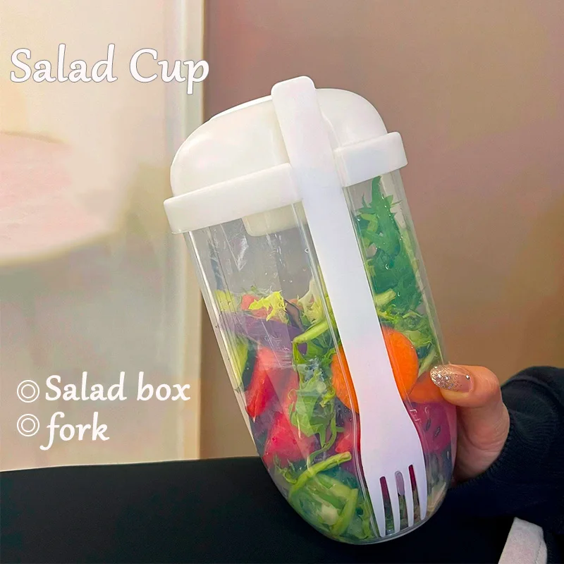 

NEW Ins Salad Cup Portable Salad Container Slushy Water Bottle Diet Meal Shaker Cups Mason Cup Kitchen Food Lunch Box Bottles
