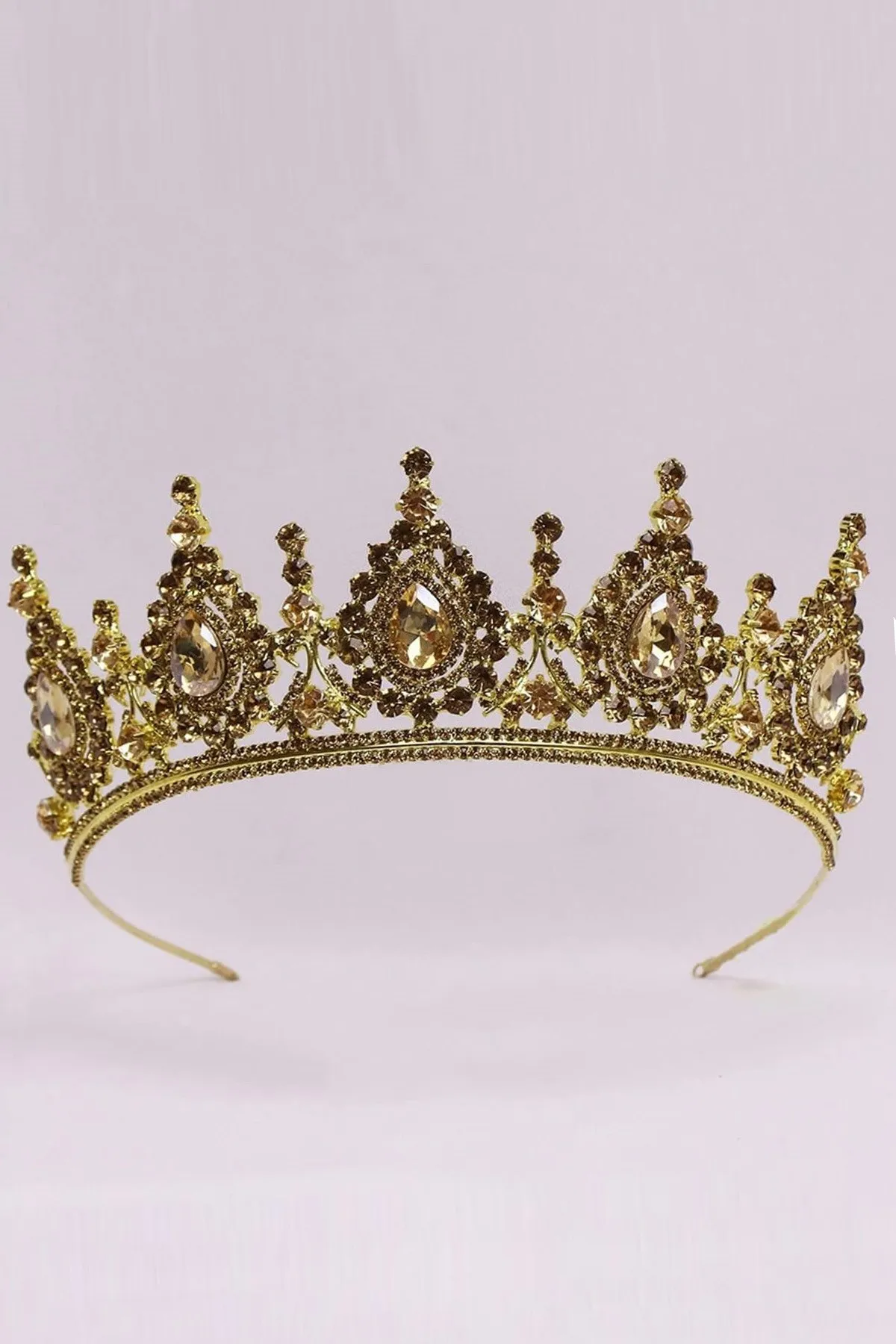 

Yellow Bridal Crown with Crystal Stone