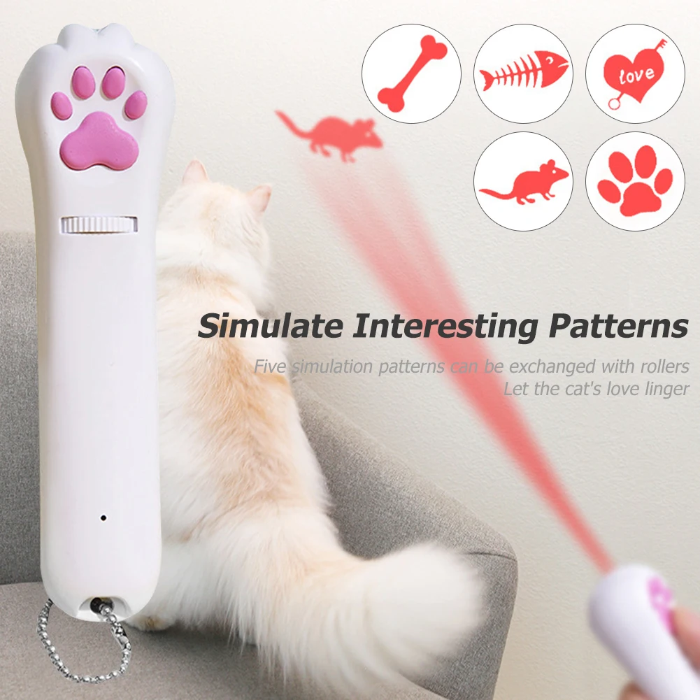 

USB Laser Projection Cat Sticks Multi-function 5-in-1 Cats Interactive Chasing Laser Pointer Entertainment Playing Accessories