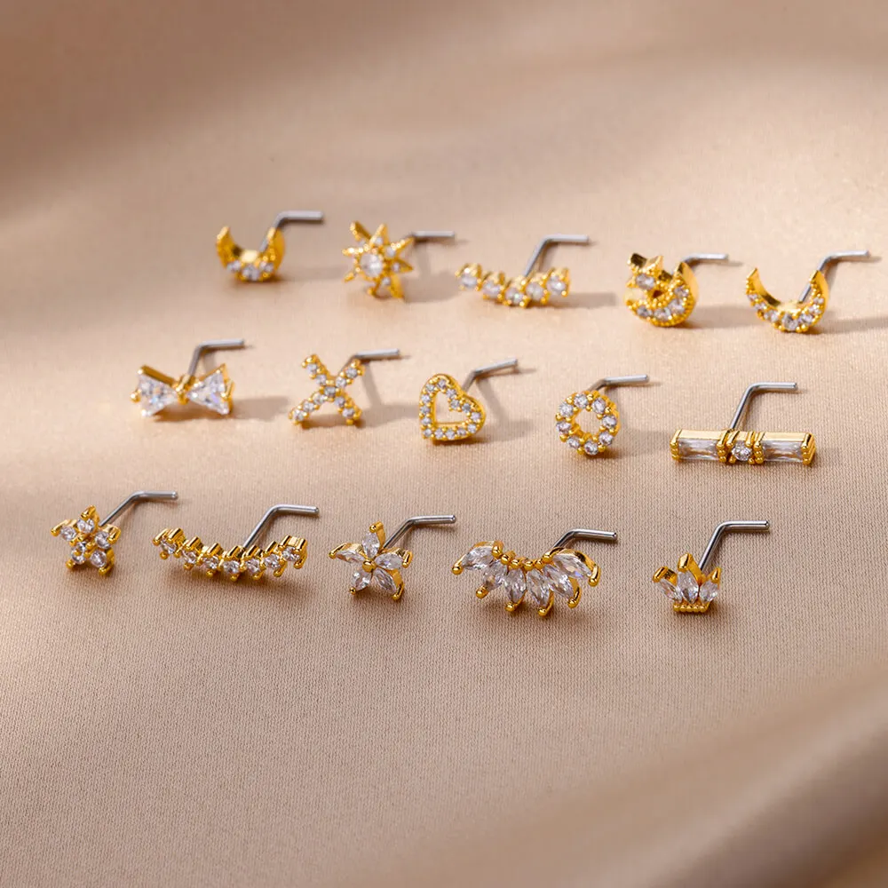 

1PC Fake Piercing Nose Rings For Women Sun Moon Star Crown Clip on Nose Ear Clip Cuff Earring Piercings Girl Body Jewelry Gifts