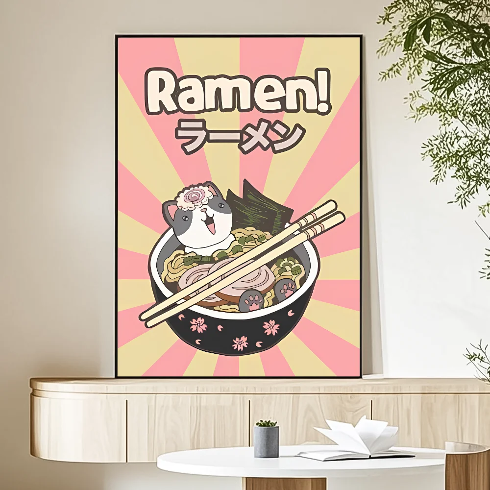 

Рамен живопись животное аниме постер HD искусство липкая стена водонепроницаемый дом гостиная спальня бар эстетическое украшение