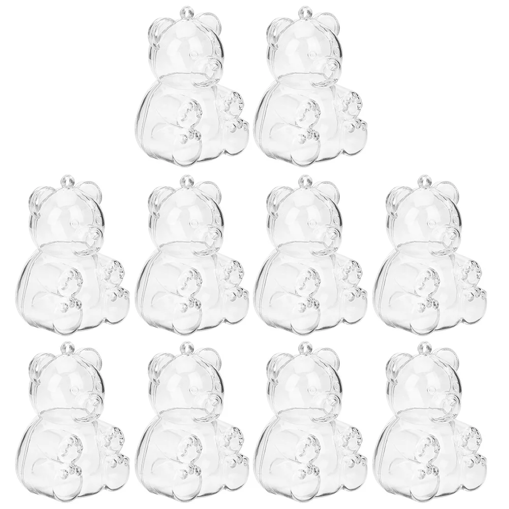 

10 Pcs Transparent Candy Box Mini Plastic Containers Bear Shape Bottle Gift Boxes Ps Wedding Party Baby Small Shaped