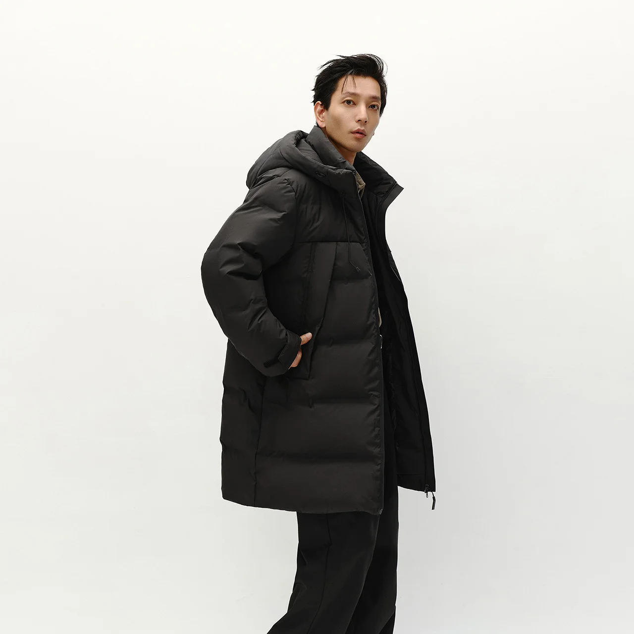 Фото Пуховик Semir, мужская, с длинным капюшоном, свободная, простая, универсальная, зимняя мужская одежда 2025 года, зимняя верхняя одежда №1
