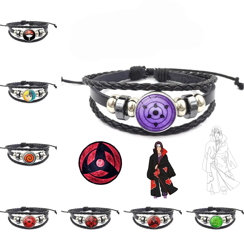 

Anime Naruto Sharingan Woven Bracelet DIY handmade Accessories Uchiha Itachi Cartoon Figures Rinnegan Uchihas Madara jewelry