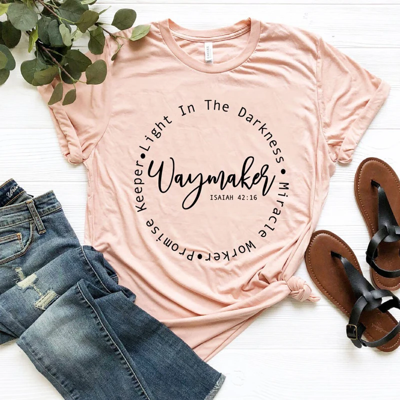 

Waymaker Bible Quotes Summer Fashion Women T Shirt Christian Clothes Hymn Motivational T-shirt Ladies Religious Top Dropshipping