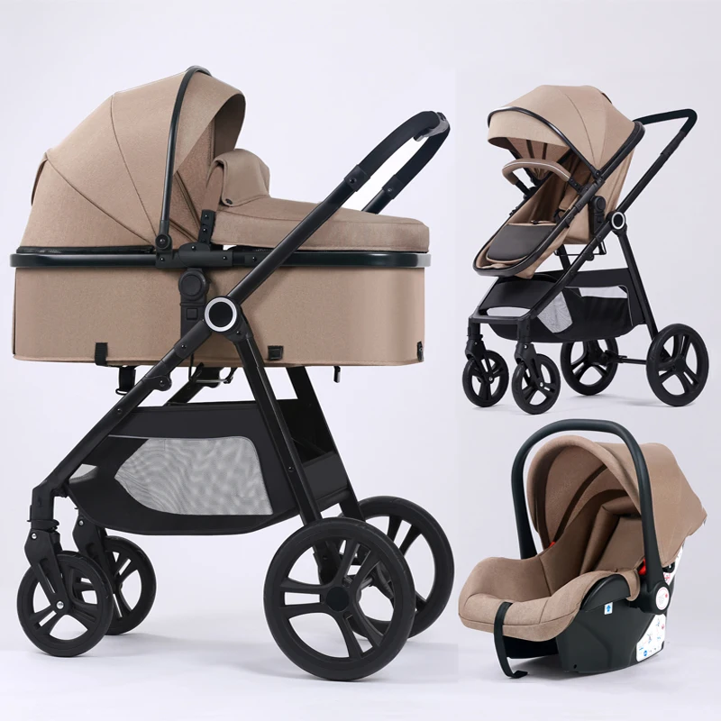 BETSOCCI Baby Stroller 2 in 1 3 in 1 Folding Shock Absorption for Newborn Portable Travel Baby carriage Universal for all season