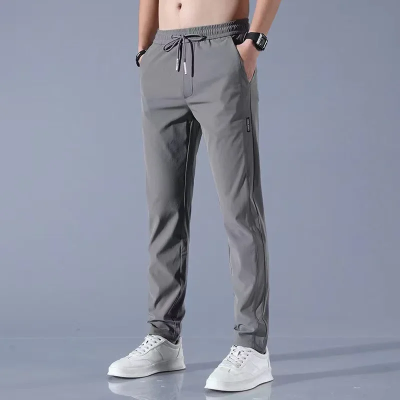 Men's Casual Ice Silk Breathable Pants For Work Loose Fit Lightweight High Wear Resistance Ideal Summer And Construction