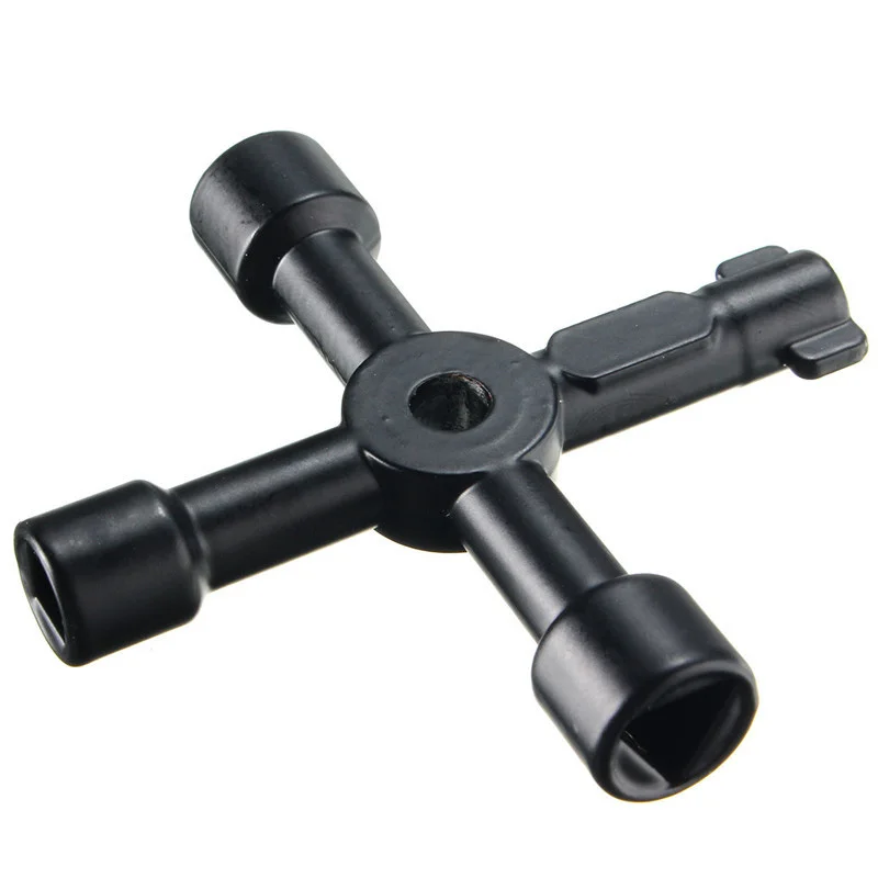 

Black Cross Gas Electric Meter Cabinets Bleed Radiators 4 Way Service Utility Key Cross Socket Wrench hand Tool Accessories