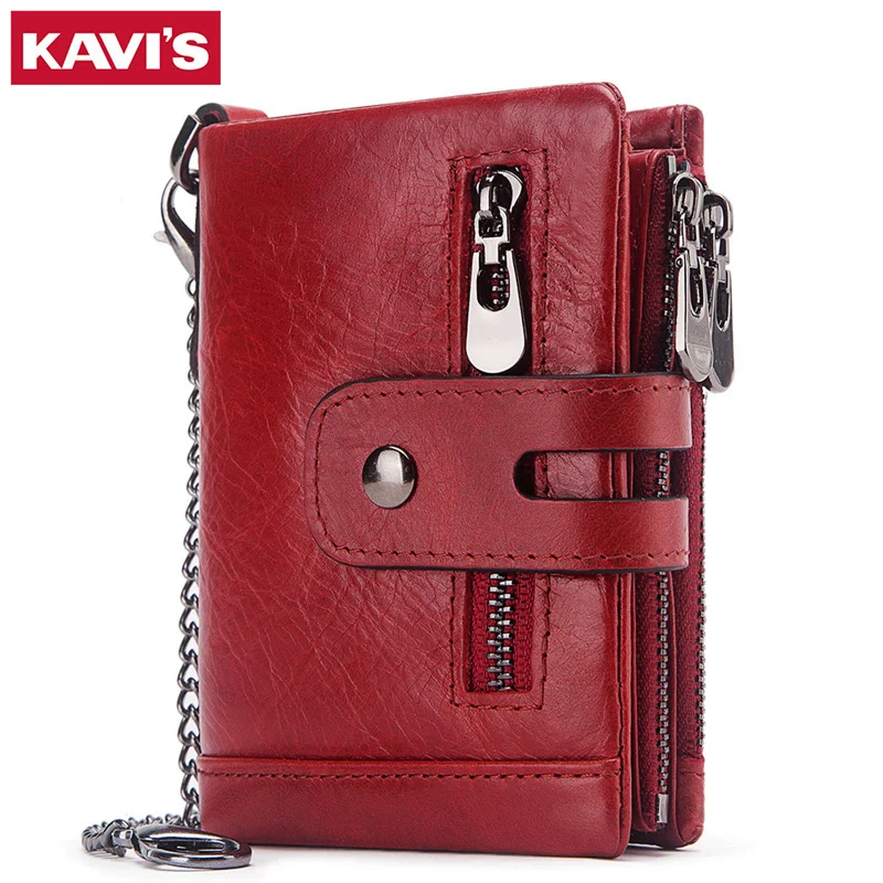 

Fashion Women Wallet Genuine Leather Female Clutch Wallets Hasp Double Zipper Design Short Coin Pocket ID Card Holder Purse