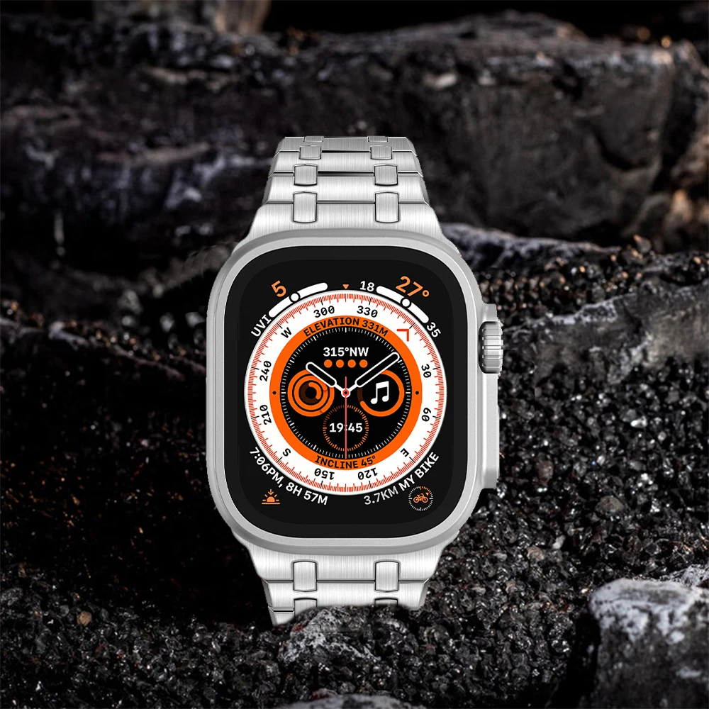 Luxry Men Strap for Apple Watch Band Ultra 49mm 8 7 45mm 41mm Steel Bracelet for IWatch 6 5 4 SE 40mm 44mm 38mm 42mm Wristband