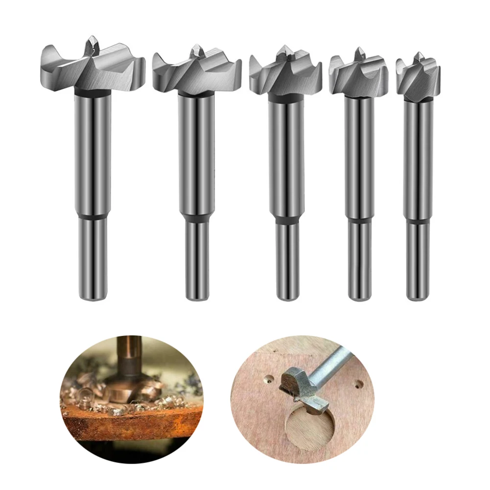 

5Pcs 15/20/25/30/35mm Wood Drill Bit Set Self Centering Hole Saw Cutter Wood Hole Opener Woodworking Drilling Tools
