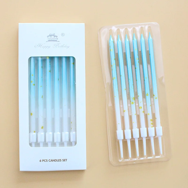 6 шт. длинные разноцветные свечи для дня рождения