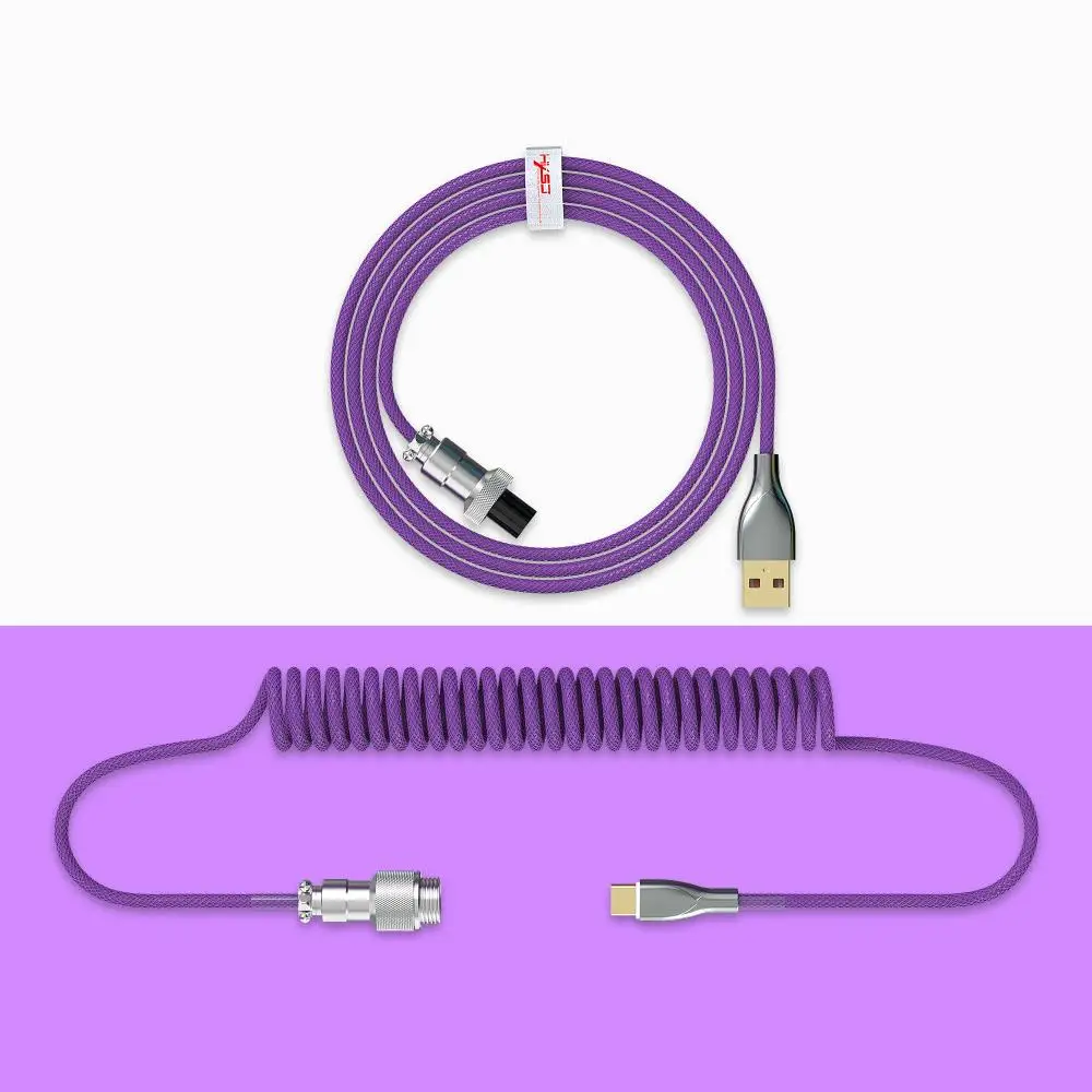 

2.2m Mechanical Keyboard Cable Coiled Type-C USB Aviation Connector Spring Wire Desktop Computer Plug Data Cable