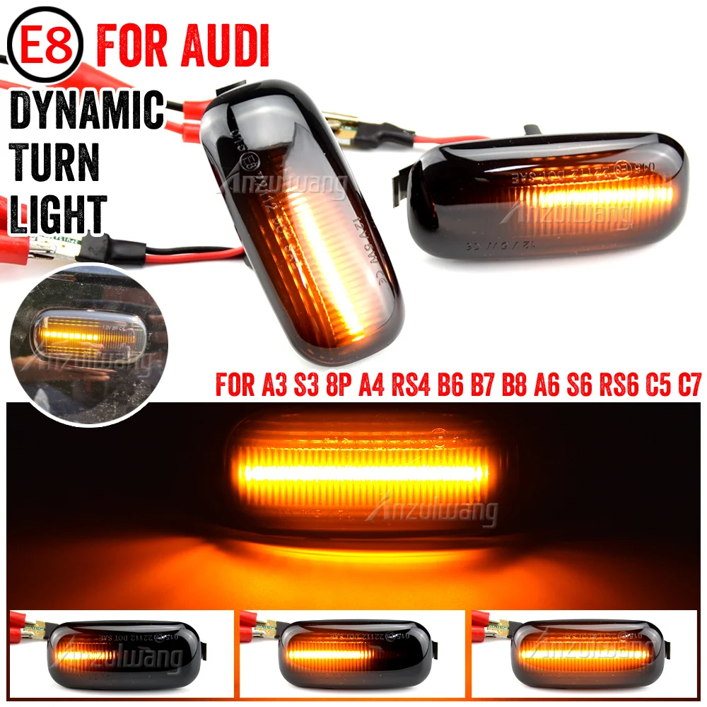 

LED Side Wing Marker Dynamic Turn Signal Blinker Startup Breath Light For Audi A3 S3 8P A4 S4 RS4 B6 B7 B8 A6 S6 RS6 C5 C7