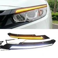 2pcs auto headlight eyebrows led daytime running turn signal drl for honda civic 2016 2021 car accessories