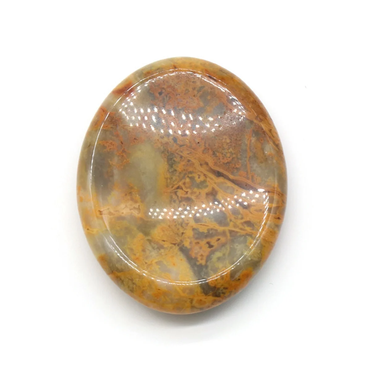 

Oval Shape 35x45MM Tumbled Crazy Agate Worry Stone for Anxiety Stress Relief;Easy to Carry Healing Chakra Worried Gemstone