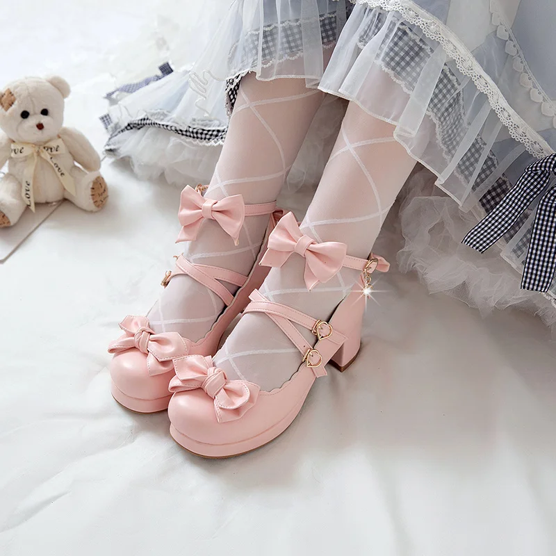 

Туфли YQBTDL для девочек, милые туфли принцессы, Лолита, Мэри Джейн на массивном каблуке, розовые вечерние туфли-лодочки с ремешком и пряжкой, лето 2022