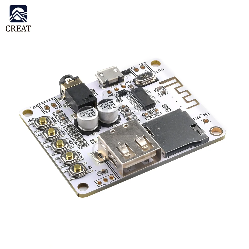 Беспроводная стерео музыкальная плата Bluetooth аудиоресивера 5 в а с USB слотом для