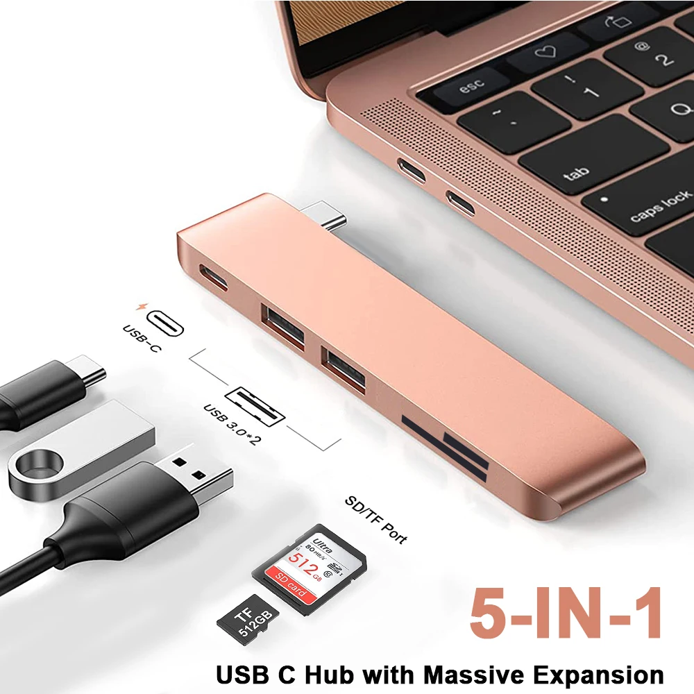 Docking Station adattatore USB C Hub tipo C con 2 USB 3.0 TF SD Reader PD Thunderbolt 3 per MacBook Pro Air M1 2020 2019 2018 2017