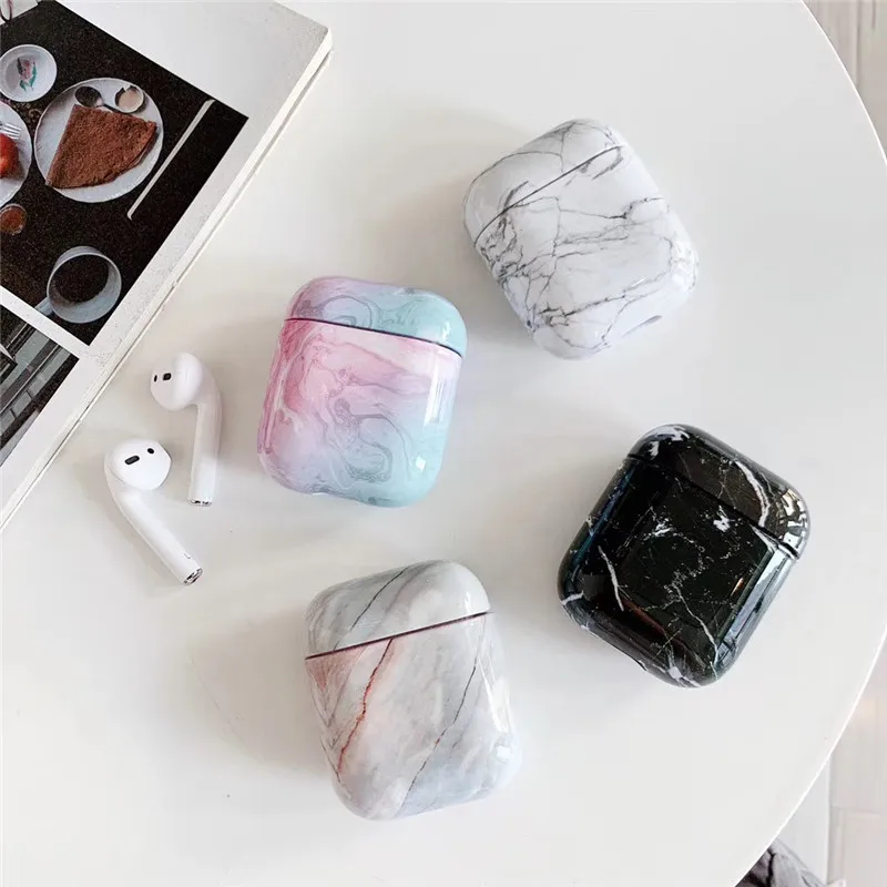 

Marble Pattern Wireless Bluetooth Headset Protective Cover for Apple Aipods1 2 3 Pro Pro2 PC Material Drop-proof Protective Case
