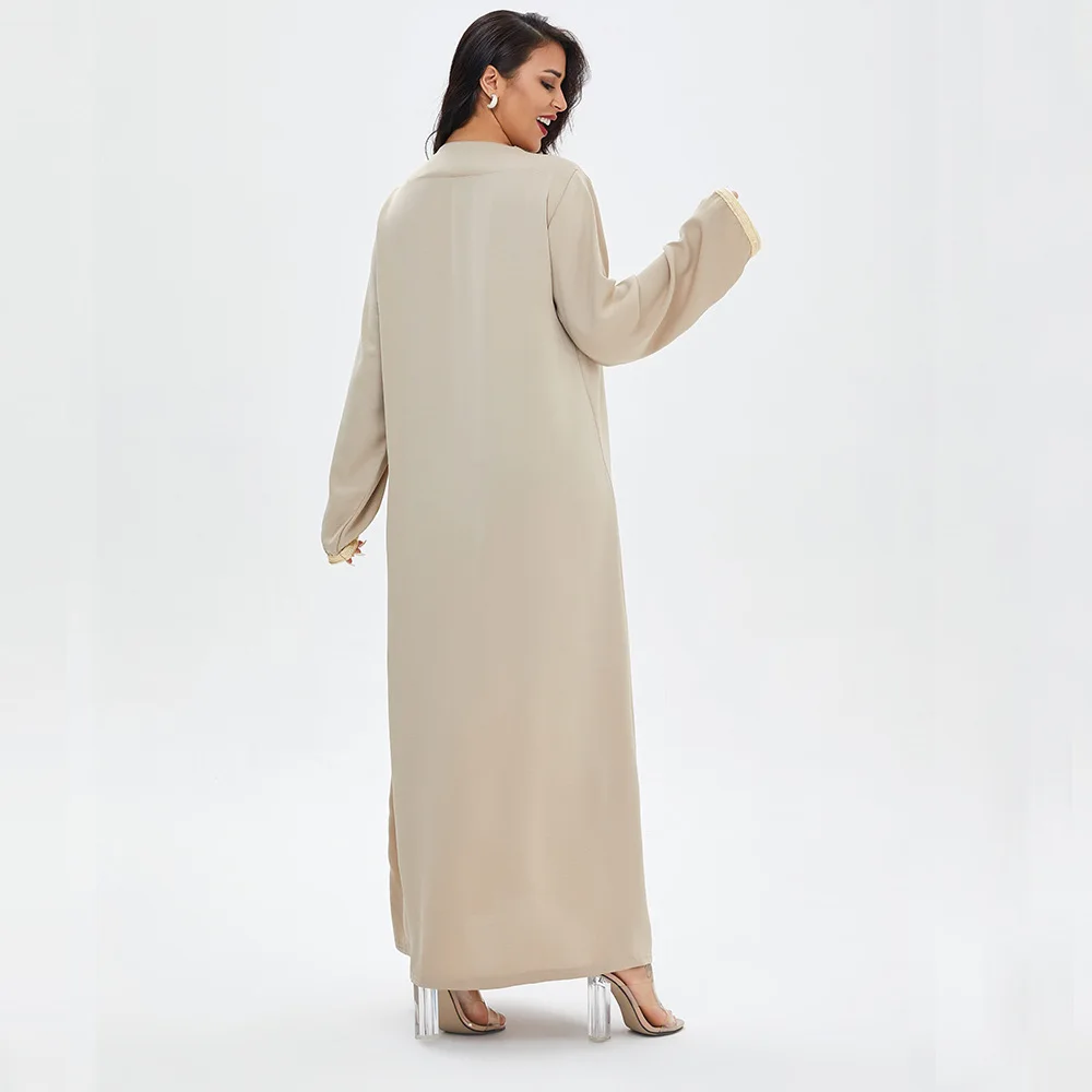 Wepbel Muslim Abaya Dress Islamic Clothing Women Spring Leisure Dress Long Loose Waist Cardigan Middle East Robe Muslim Dress