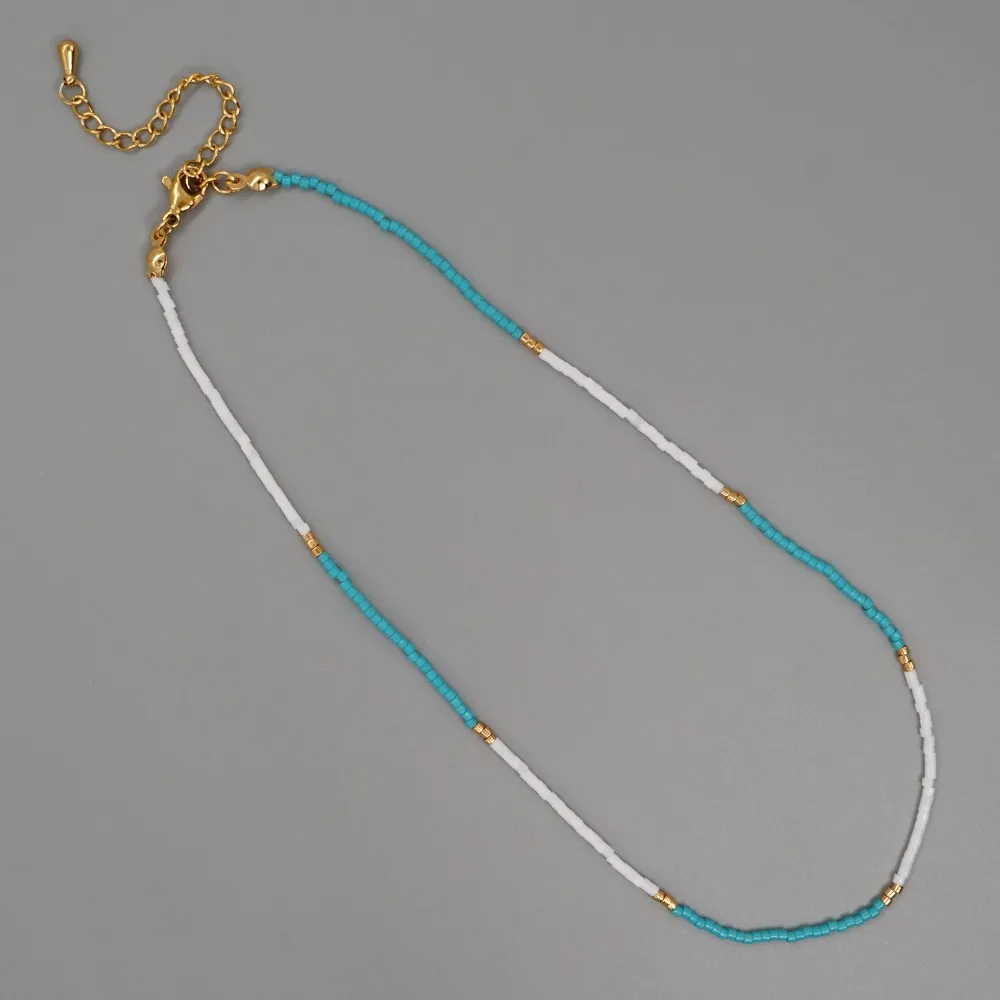 Ожерелье Go2Boho из бирюзы крошечное ожерелье бисера чокер натурального камня для
