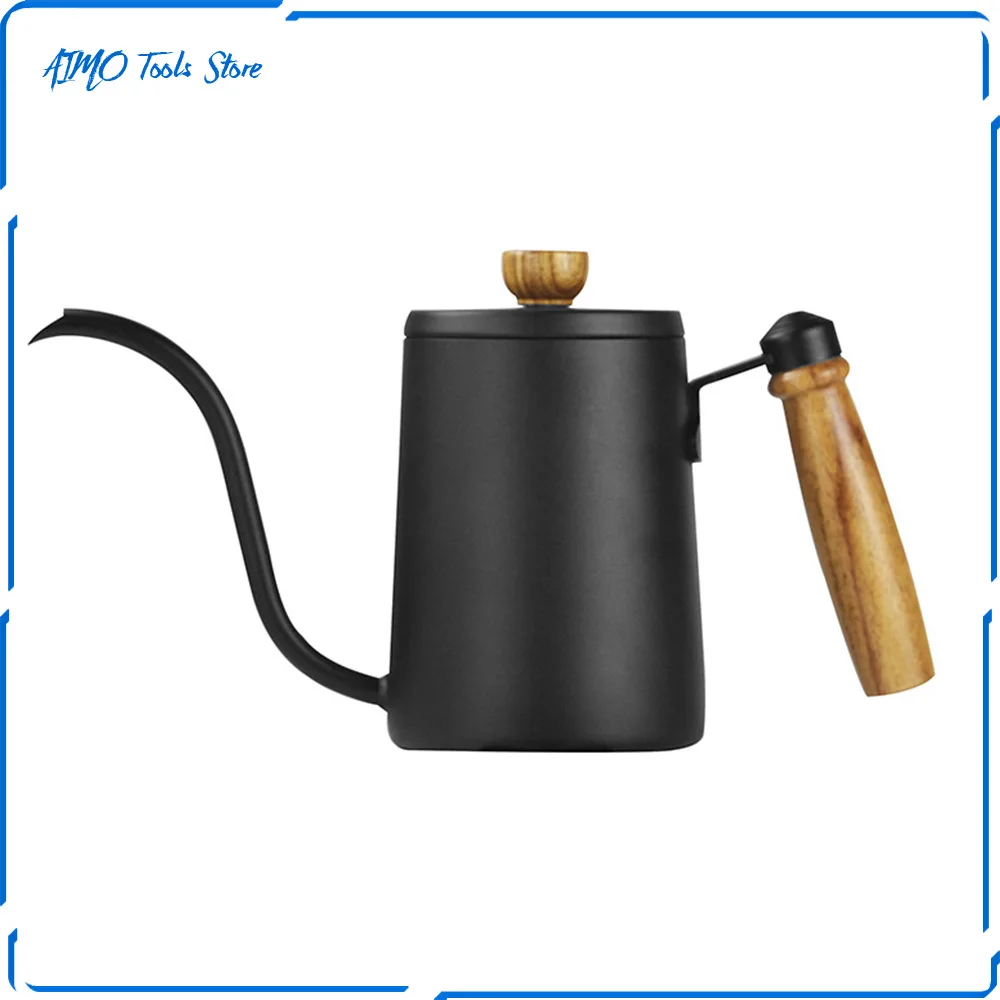 

Coffee hand brewing pot solid wood handle fine mouth kettle swan pot vertical water drip filter stainless steel coffee pot 600ml