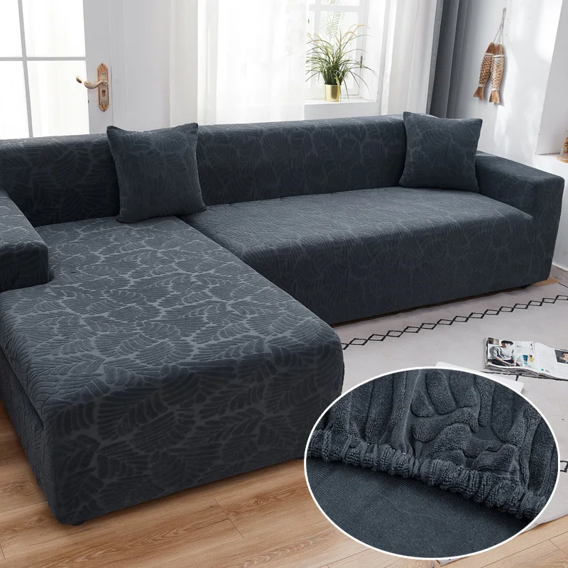 Thick Jacquard Solid Color Sofa Seat Covers for Living Room Couch Cover Corner Sectional Slipcover 1/2/3/4 Seater Chaise Lounge
