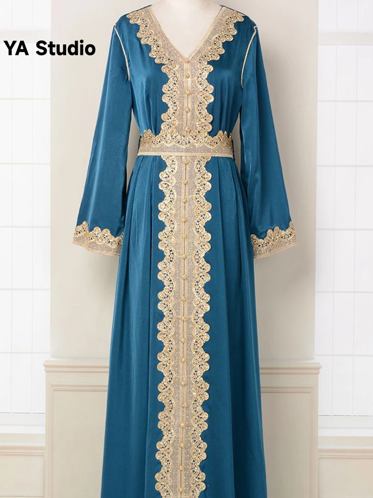 

[YA Studio] MT096 мусульманская женская абайя с вышивкой кружевное модное высококачественное длинное платье