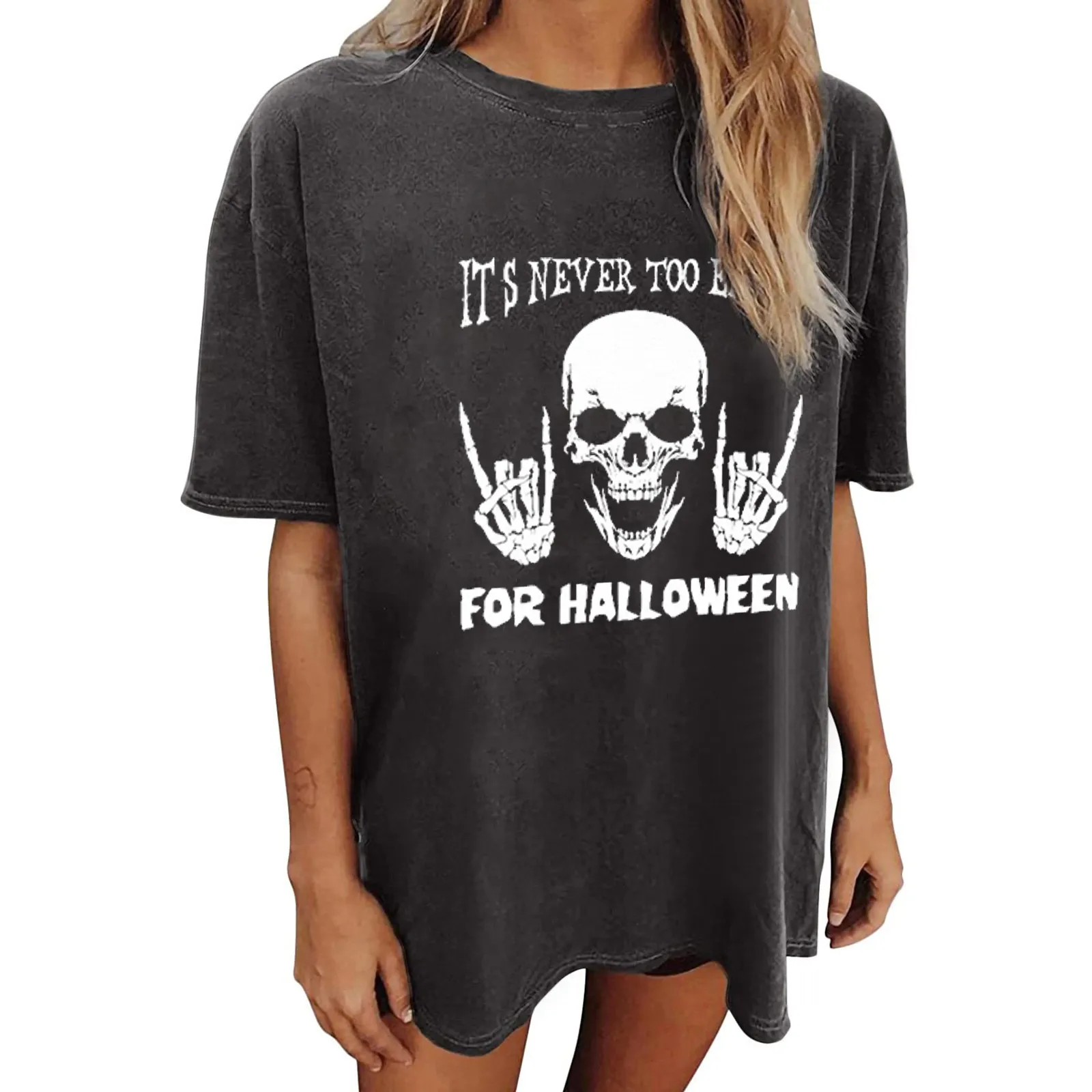 

Women Short Sleeve T-shirts 2022 Autumn New Fashion Female Outfit O-neck Halloween Theme Printing Clothing For Ladies Wholesale