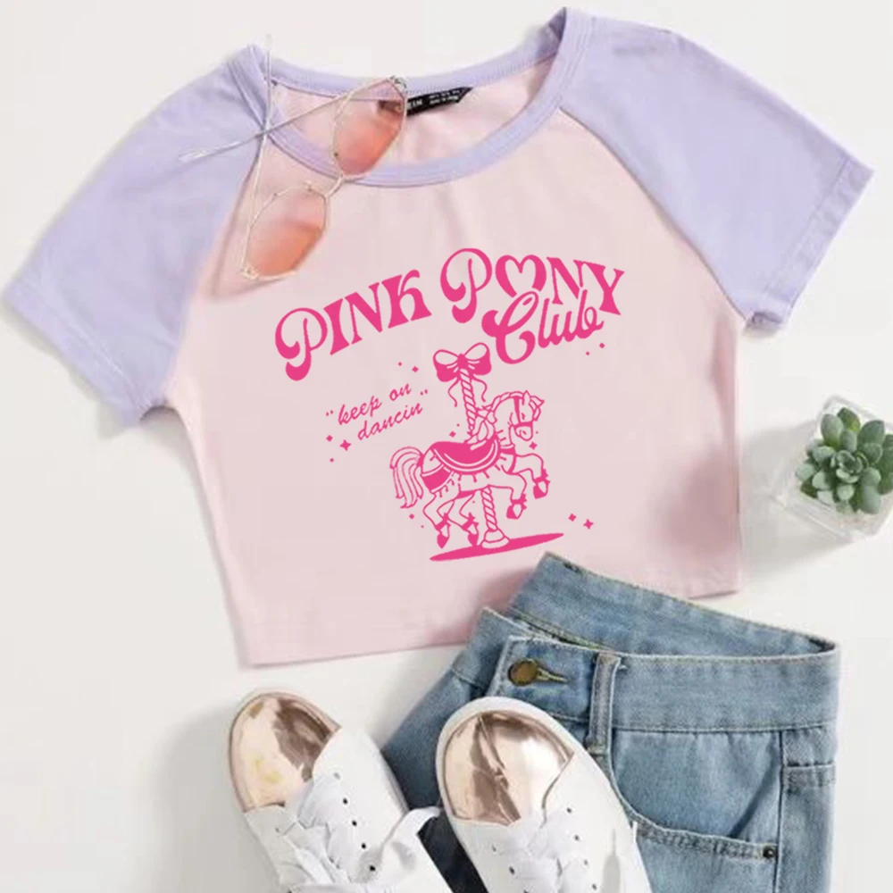 Розовые Клубные Короткие топы пони Chappell Roan футболка Fan Gift женские короткие для