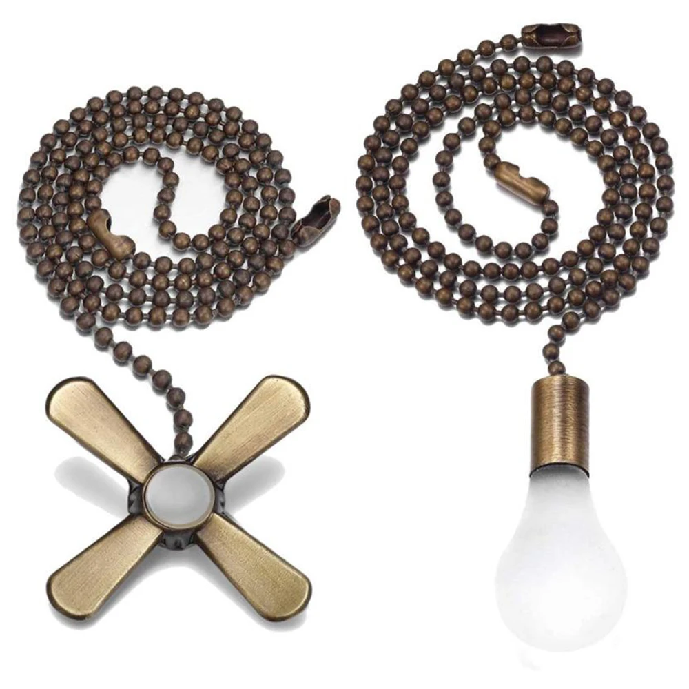 

Metal Ceiling Fan Shaped Light Bulb Shaped Pull Chain Beaded Ball Extension Chains Lighting Accessories Silver