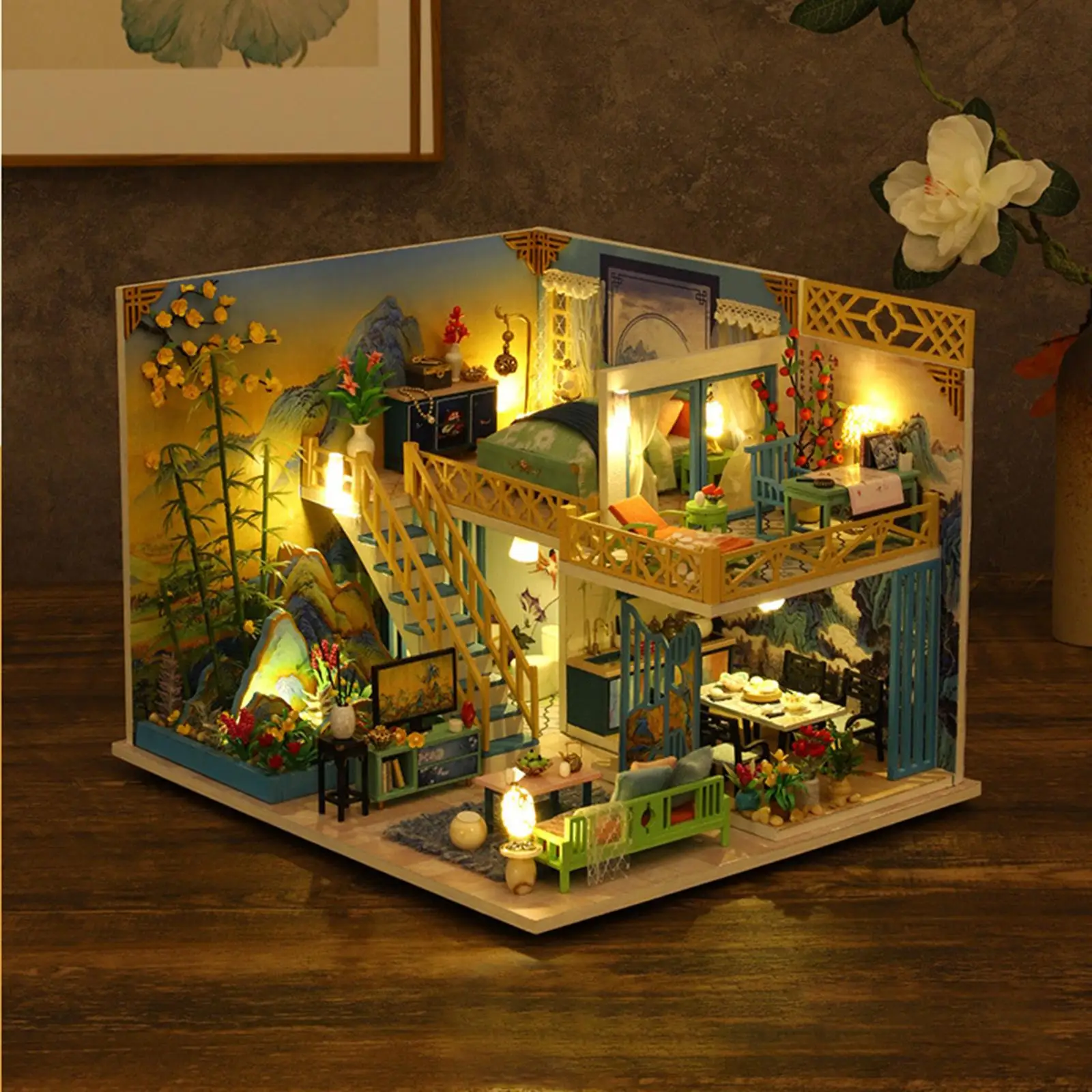 

DIY Dollhouse kit Model Room w/ LED with Furniture for Adults