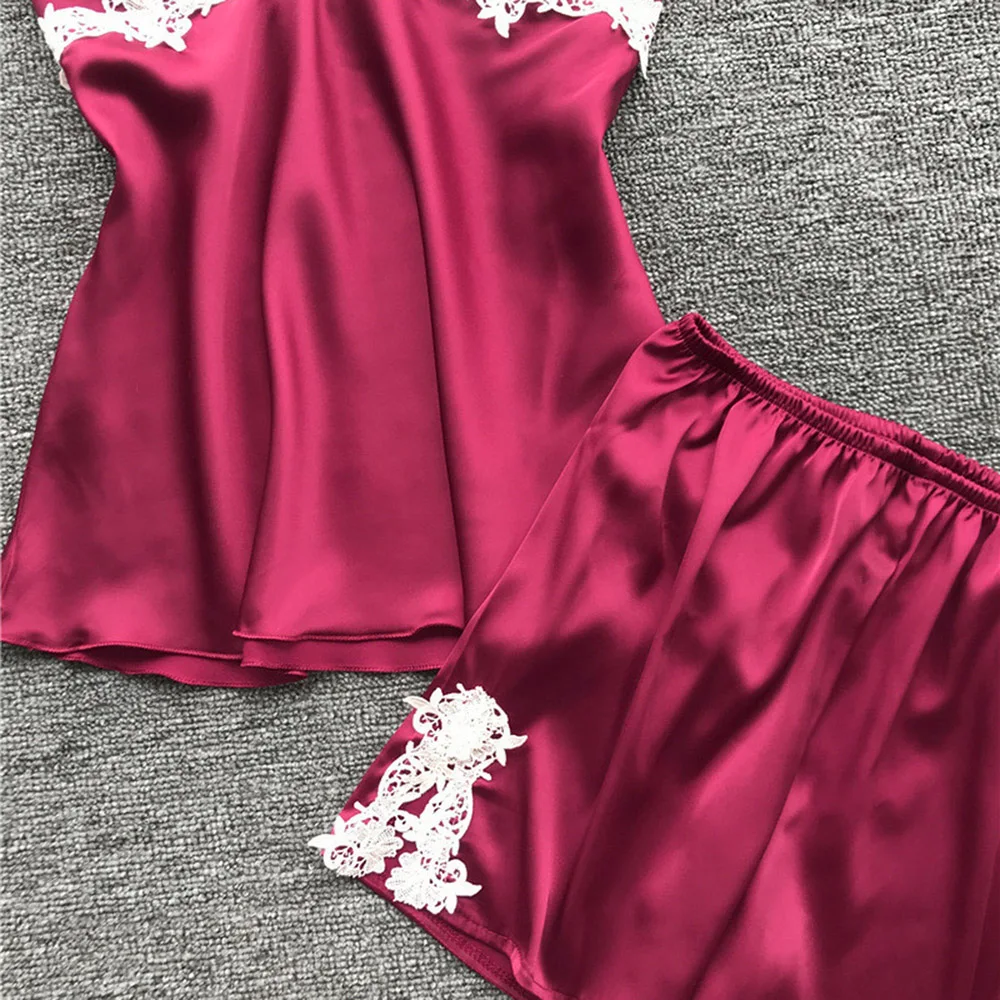 Fashion 5 Piece Pajamas Sets Women's Nightgown Women Sleepwear Silk Pajamas Summer Homewear Sexy Lace Lounge Wear Set