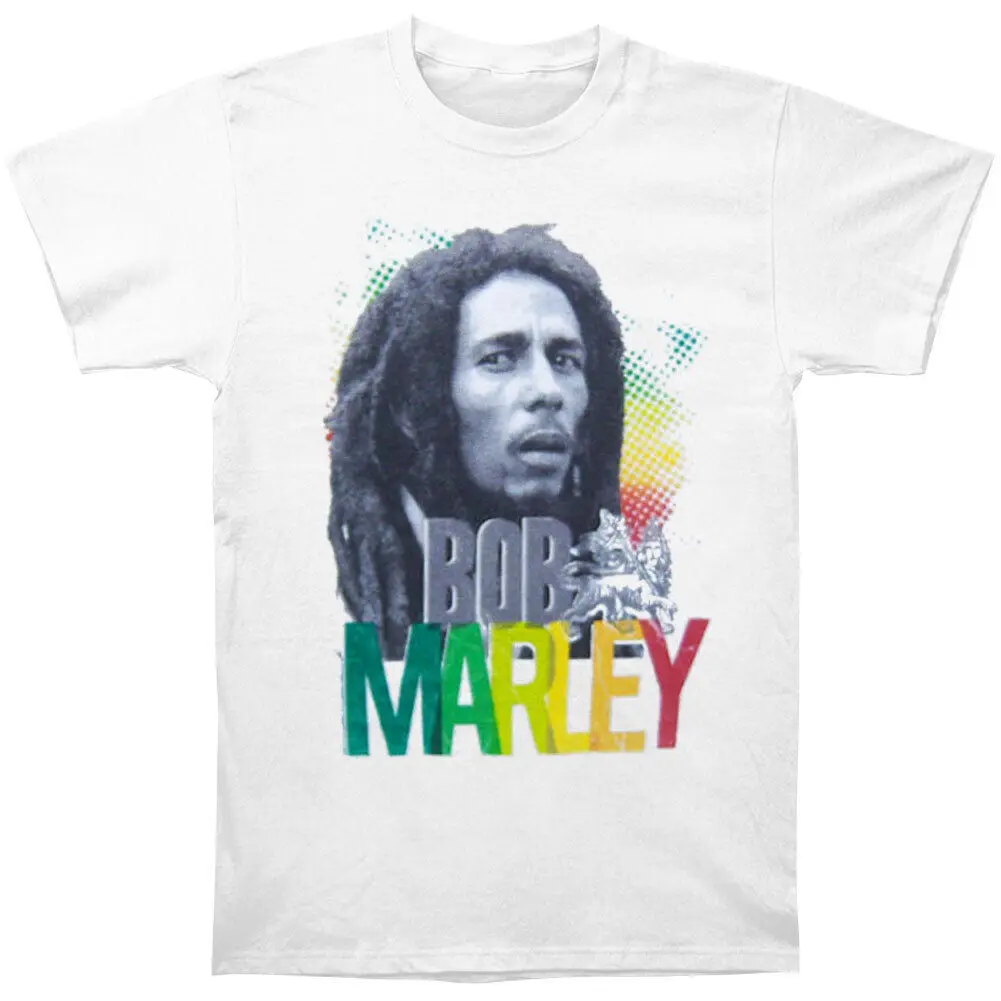 Мужская Футболка Боб Марли Цвета Флага маленький белый