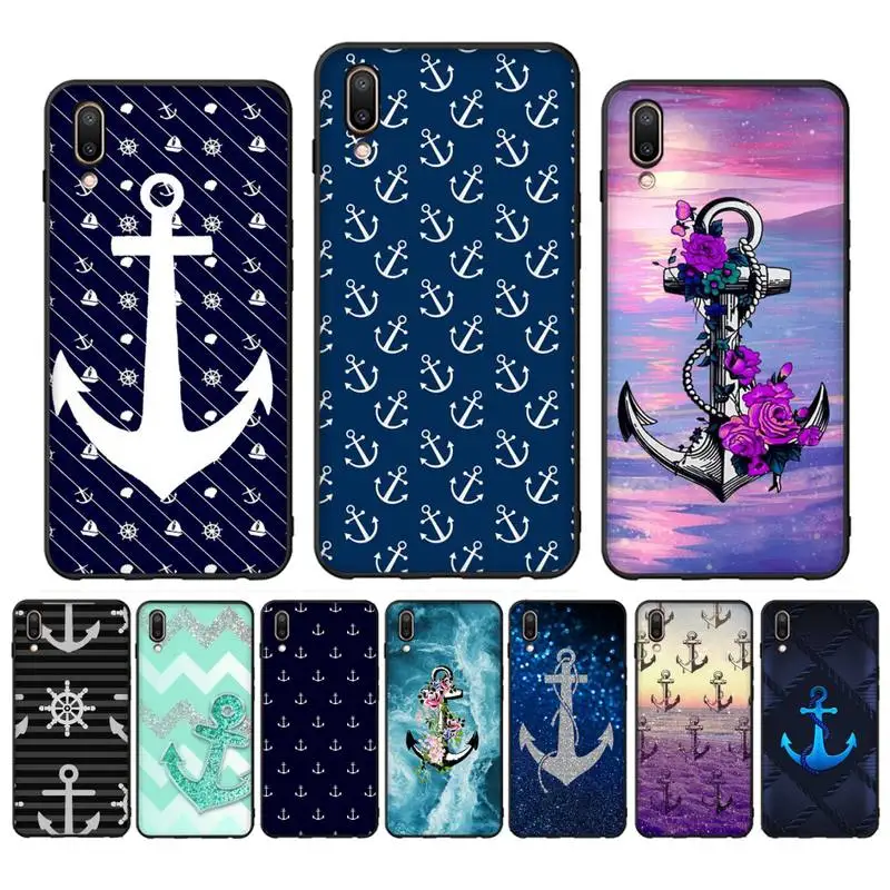 

Stripes Anchor Boat Ship Wheel Phone Case for Redmi 8 9 9A for Samsung J5 J6 Note9 for Huawei NOVA3E Mate20lite cover